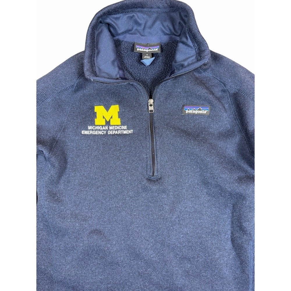 Patagonia Womens Small Better Sweater 1/4 Zip Michigan Blue Fleece